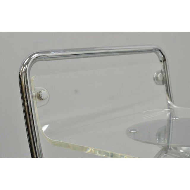 Lucite Acrylic Chrome Base Swivel Adjustable Height Modern Counter Bar