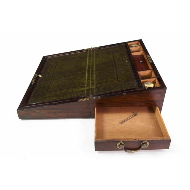 English Regency Rosewood Antique Writing Slope Lap Desk circa 182035