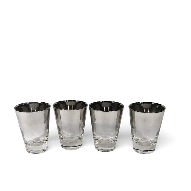 Glass Mid 20th Century Set of Four Hollywood Regency Silver Fade Drinking Glasses For Sale - Image 7 of 7