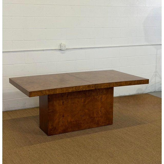 Brown 1970s Monumental Milo Baughman Wood Extension Rectangular Pedestal Dining Table For Sale - Image 8 of 11