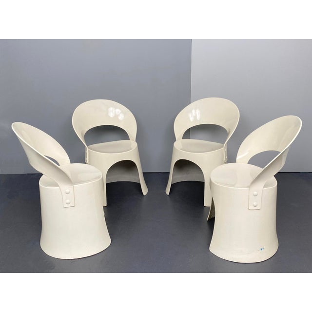 Ivory Vintage Chairs in White Fiberglass by Nanna Ditzel for Domus Danica, 1960s, Set of 4 For Sale - Image 8 of 13