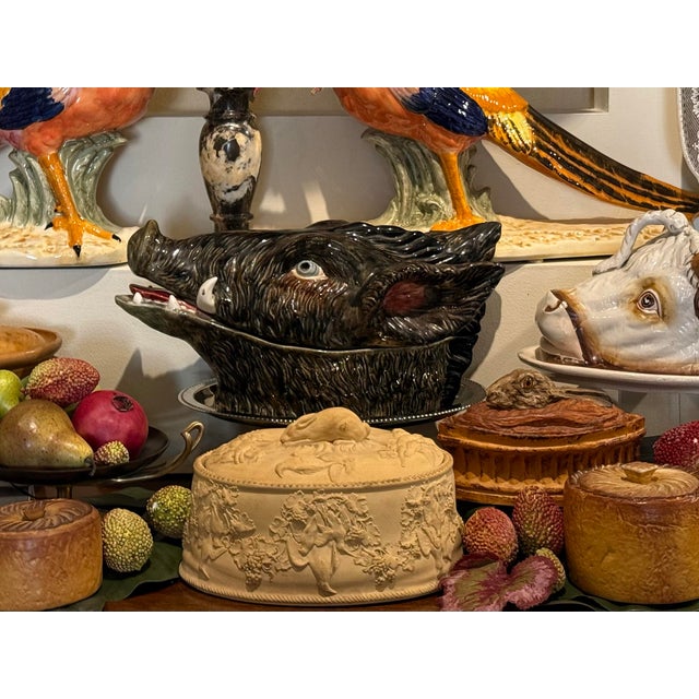 Portuguese Majolica Boar’s Head Tureen, Circa 1900 For Sale - Image 12 of 12