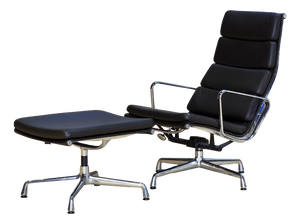 Set of Soft Pad Lounge Chair and Ottoman by Charles and Ray Eames, 2009