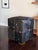 Made Goods Essex Stool in Midnight Hair-on-Hide Patchwork Leather Cube Ottoman Modern Organic Accent Stool For Sale In Los Angeles - Image 6 of 12