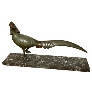 Early 20th Century Art Deco French Bronze Pheasant Figure For Sale