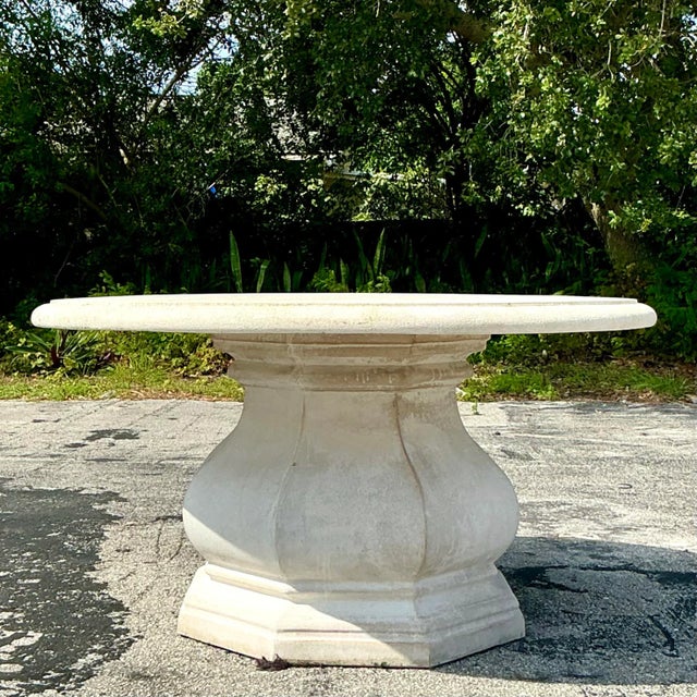Vintage Regency Cast Concrete Pedestal Dining Table Chairish