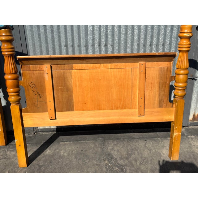 Brown 1930s Vintage Full Size Art Deco Wooden Headboard and Footboard For Sale - Image 8 of 9