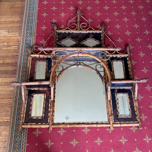 19th Century 19th Century English Bamboo Mirror With Shelves For Sale - Image 5 of 8