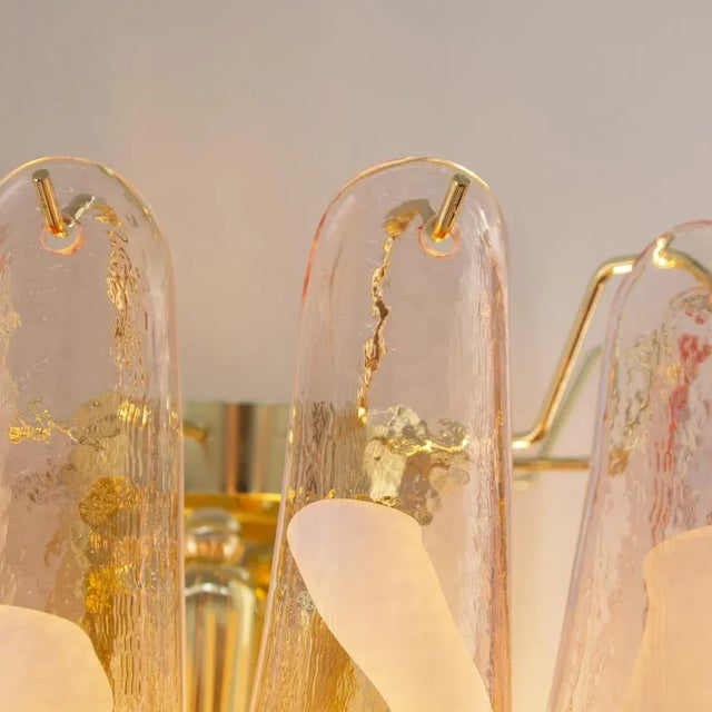 Gold Large Petal Wall Light in Pink Murano Glass with White Decoration, Italy, 1990s For Sale - Image 8 of 12