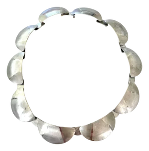 18" Chunky 800 Silver Necklace With Half Moon Design