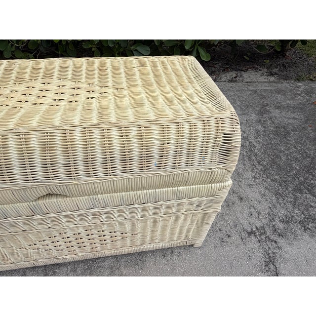 Vintage Palm Beach Wicker Basket Blanket Chest / Storage Trunk For Sale - Image 10 of 13