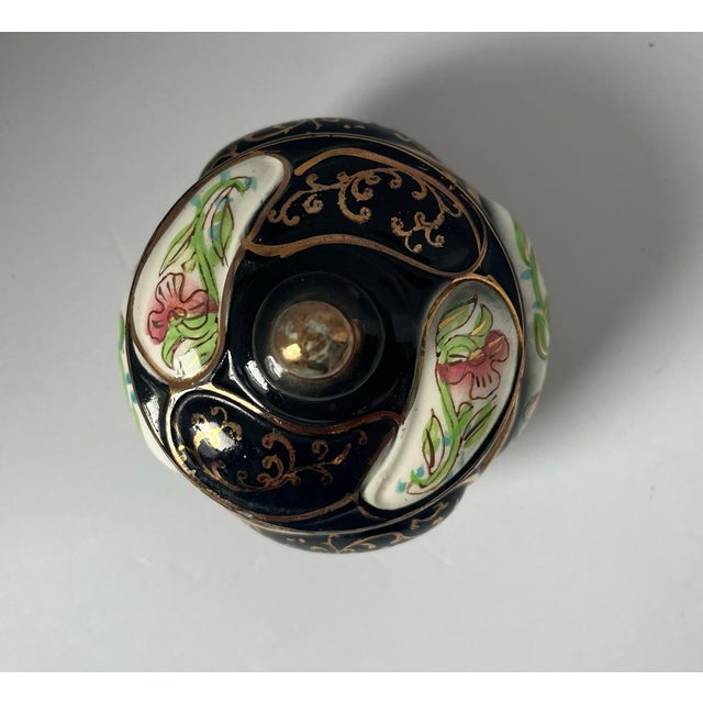 Hollywood Regency Vintage Mid Century Norleans Hollywood Regency Black & Gold Porcelain Lidded Sugar Bowl Trinket Box , Japan For Sale - Image 3 of 11