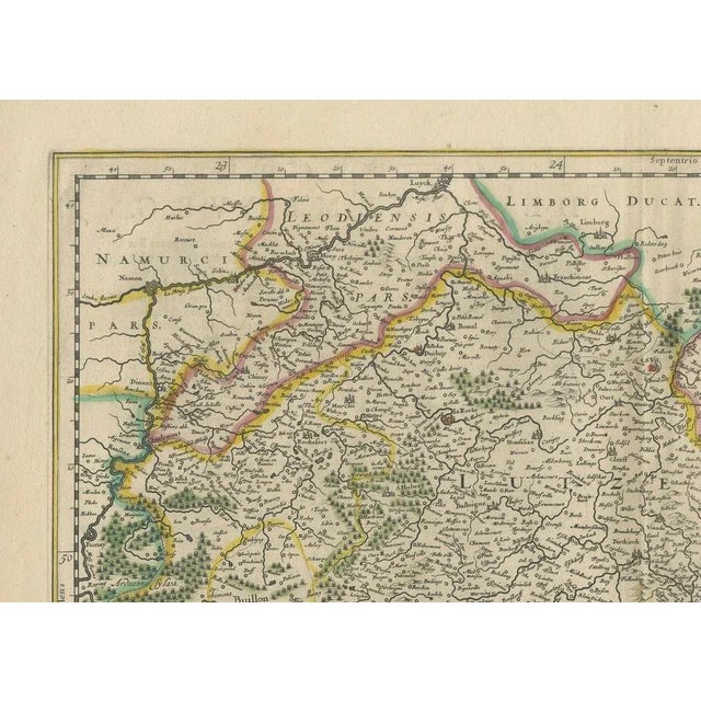 Antique Map of Trier and Luxembourg by Joan Blaeu, Amsterdam, 1640 For Sale - Image 5 of 10