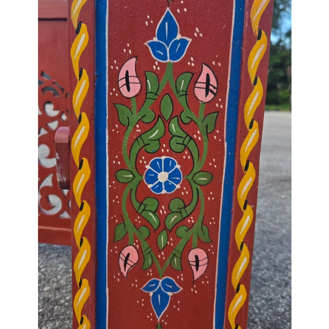 2020s Hand Painted Mediterranean Medicine Cabinet / Wall Shelf / Brick Red Zouak For Sale - Image 5 of 6