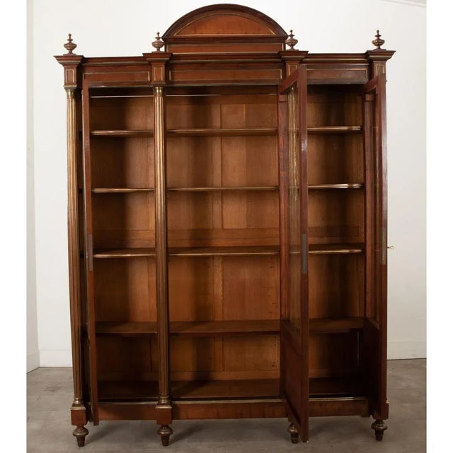19th Century French Louis XVI Style Mahogany Bibliotheque For Sale - Image 10 of 12