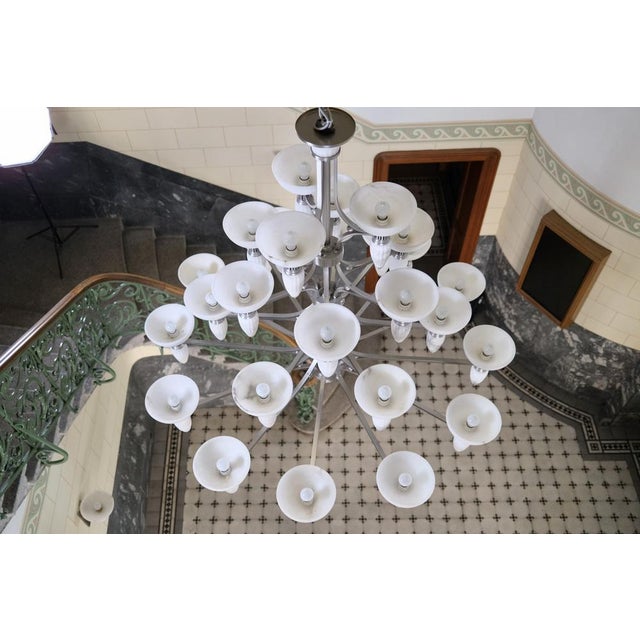 Art Deco Chandelier with Alabaster Bowls and Illuminated Cones, 1990s For Sale - Image 14 of 18