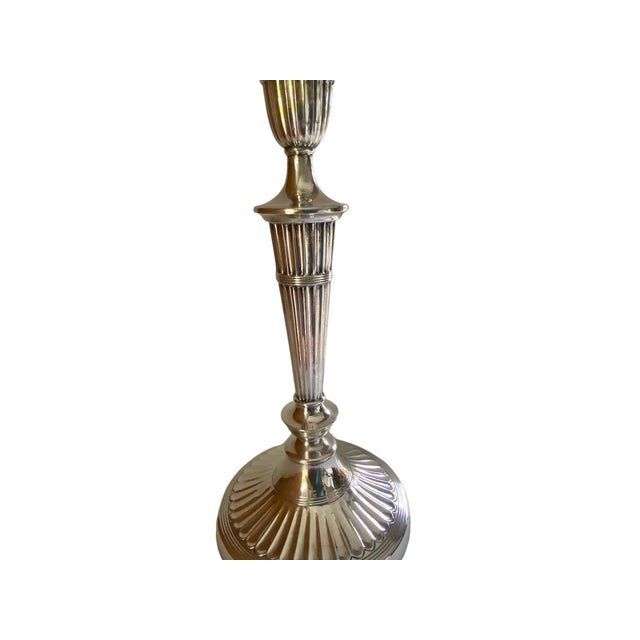 Late 19th Century Antique 34" Victorian Silver-Plated Banquet Oil Lamp Hawksworth, Eyre & Co. (Sheffield) Cranberry Glass For Sale - Image 5 of 11