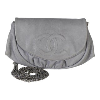 Grey Lambskin Half Moon Wallet On Chain For Sale