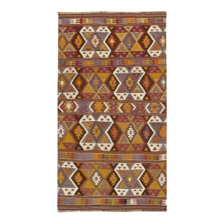 Vintage Turkish Kilim Area Rug 5' X 9' For Sale