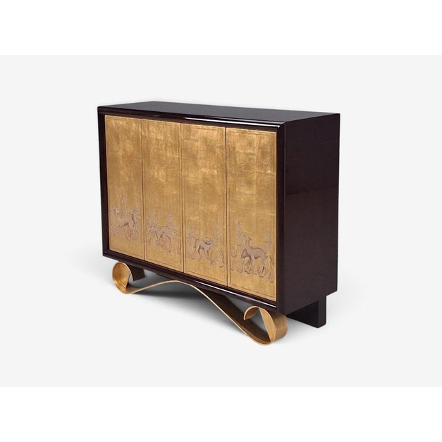 Modern Jean De Merry, Rare Cassetto Cabinet, Gilt Polychrome, Mahogany, France, 2010s For Sale - Image 3 of 11