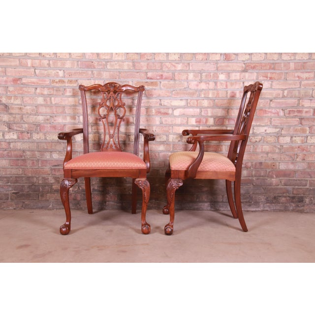 Ethan Allen Chippendale Carved Mahogany Dining Chairs, Set of Six Chairish