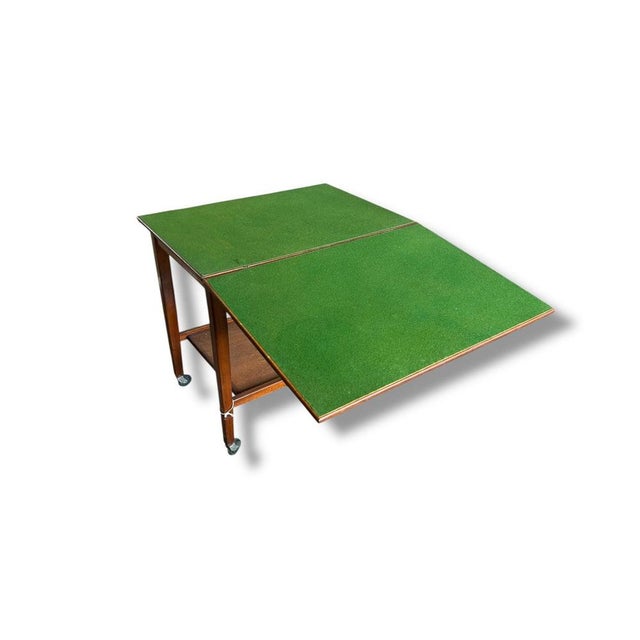 Mid-Century Card Table with Green Felt Folding Top For Sale - Image 4 of 7