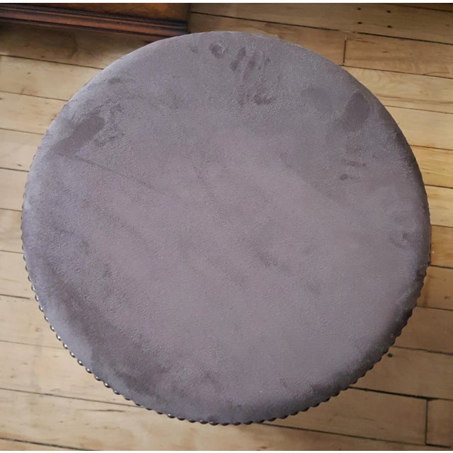 Brown Bernhart Pomona Ottoman Brown Tapered Cylinder With Nailheads For Sale - Image 8 of 8