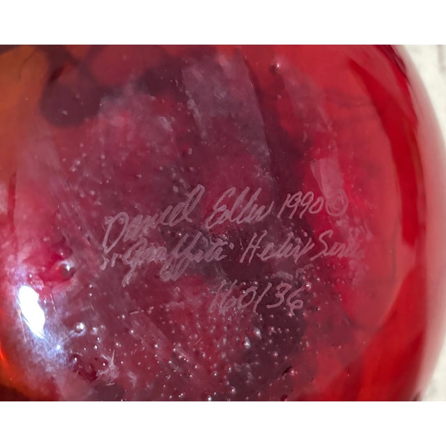Ruby Red Vintage Large Daniel Edler Graffiti Helix Vase For Sale - Image 8 of 8
