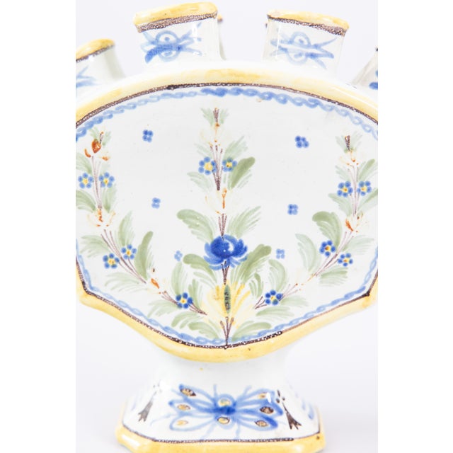 Ceramic 19th Century French Quimper Faience Tulip Vase Tulipiere For Sale - Image 7 of 11