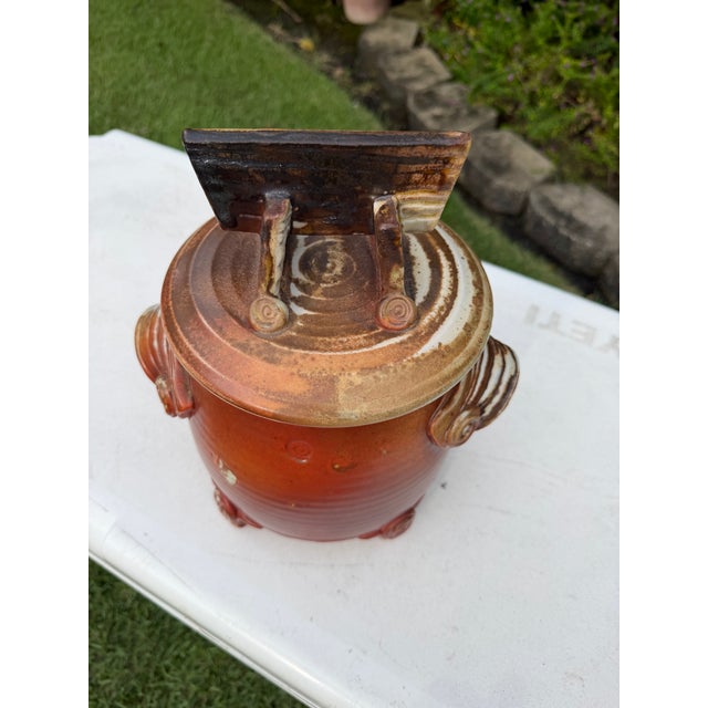 Vintage Mark Heimann Studio Pottery Covered Jar With Sculptural Handles For Sale In Naples, FL - Image 6 of 9