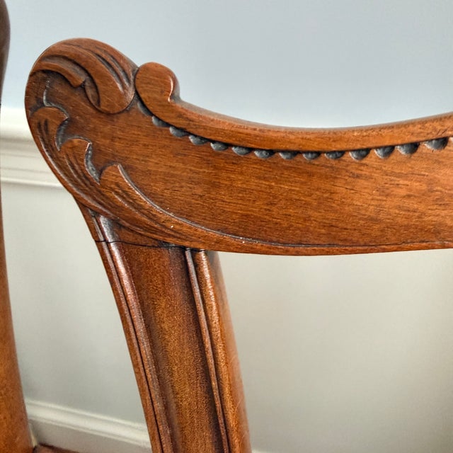 Brown Set of 8 Antique Chippendale Chairs With Fortuny Upholstery For Sale - Image 8 of 16