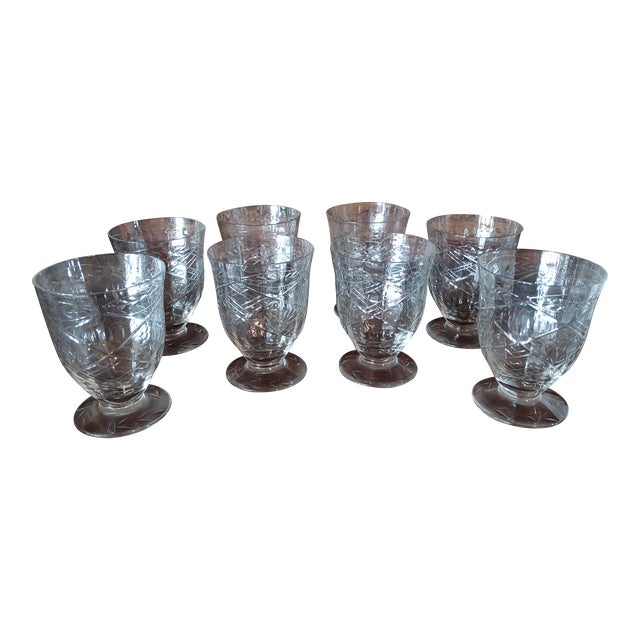 1920s Rock Crystal Juice / Parfait Glasses - Set of 8 For Sale