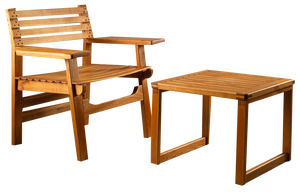 Set of Hand Crafted Oak Armchair and Side Table, Denmark