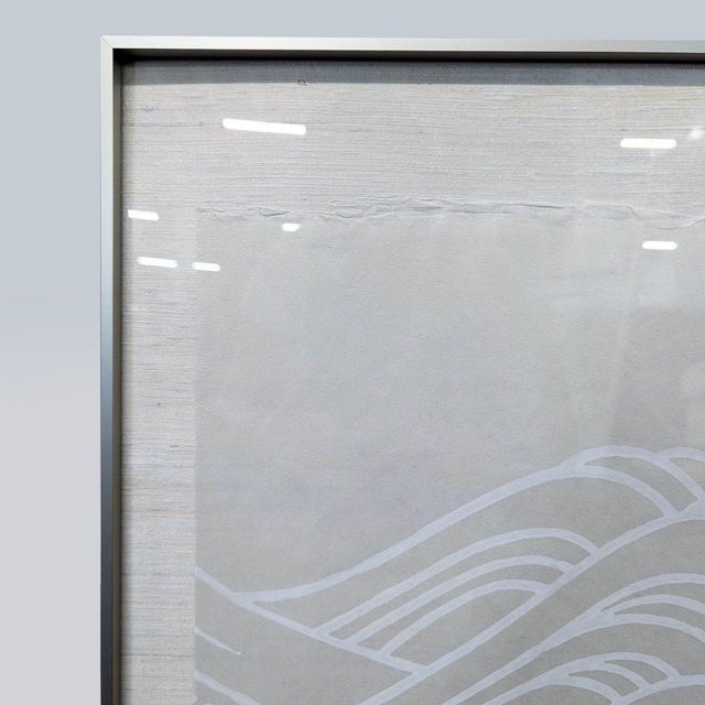 2000 - 2009 Framed Minimalist Japanese Wave Print on Silk Paper For Sale - Image 5 of 5