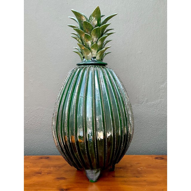 Vintage Monumental Hilario Alejo Madrigal Glazed Terracotta Pineapple For Sale - Image 13 of 14