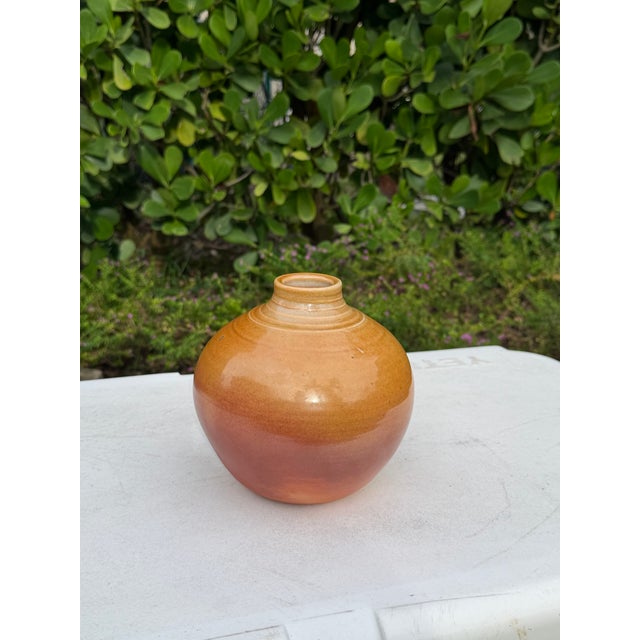 Brown Vintage Mark Heimann Studio Pottery Round Glazed Vessel For Sale - Image 8 of 9
