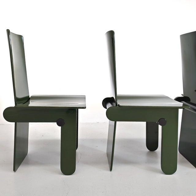Vintage English Green Lacquered Chairs by Carlo Scarpa for Gavina, 1970s, Set of 4 For Sale - Image 16 of 18