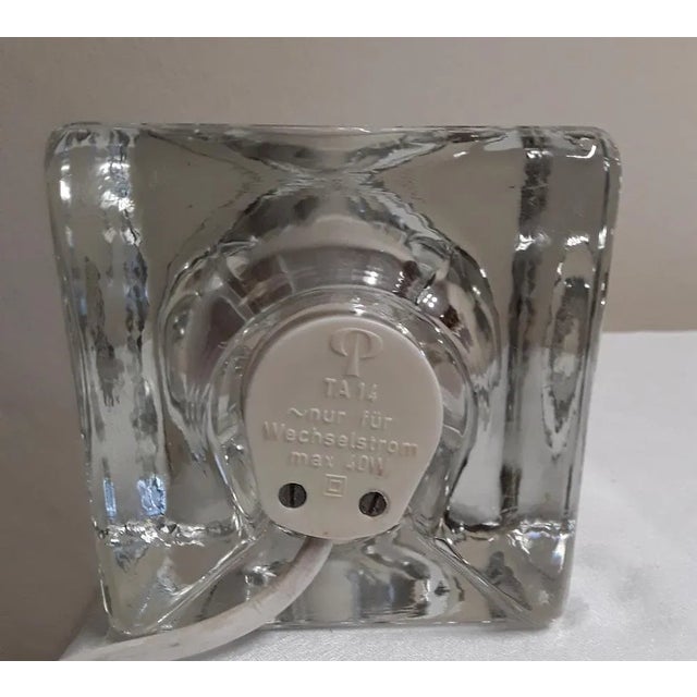 Glass Vintage German Cube-Shaped Table Lamp Ice Cube Shape by Peill & Putzler, 1970s For Sale - Image 7 of 8