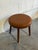 Mid-Century Modern Round Brown Leather Teak Ottoman Danish Mid-Century Modern 1960s For Sale - Image 3 of 8