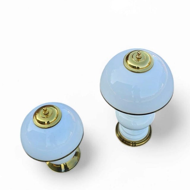 White Opaline Glass Table Lamps, 1970s, Set of 2 For Sale - Image 3 of 8