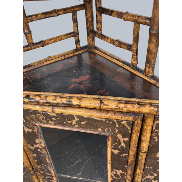 Wood Victirian Bamboo Corner Cabinet For Sale - Image 7 of 10
