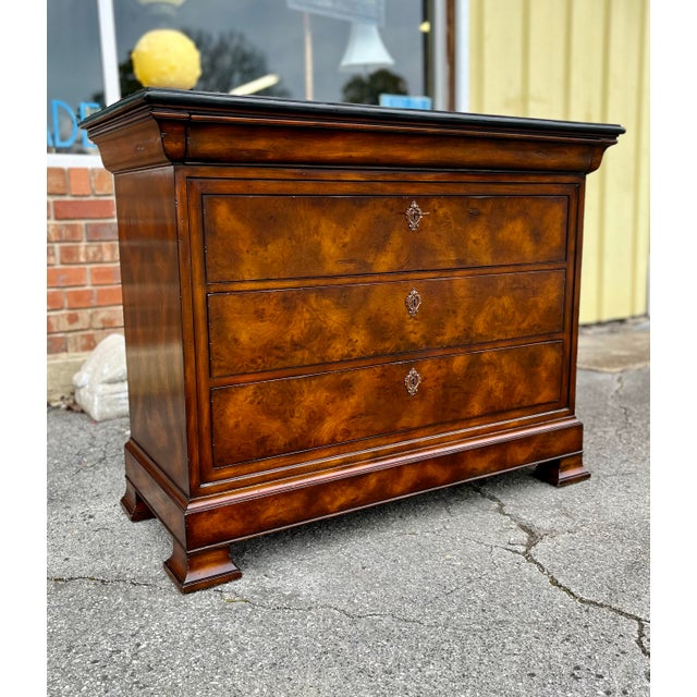 Late 20th Century Late 20th Century Maitland-Smith Burlwood & Black Marble Neoclassical Commode For Sale - Image 5 of 12