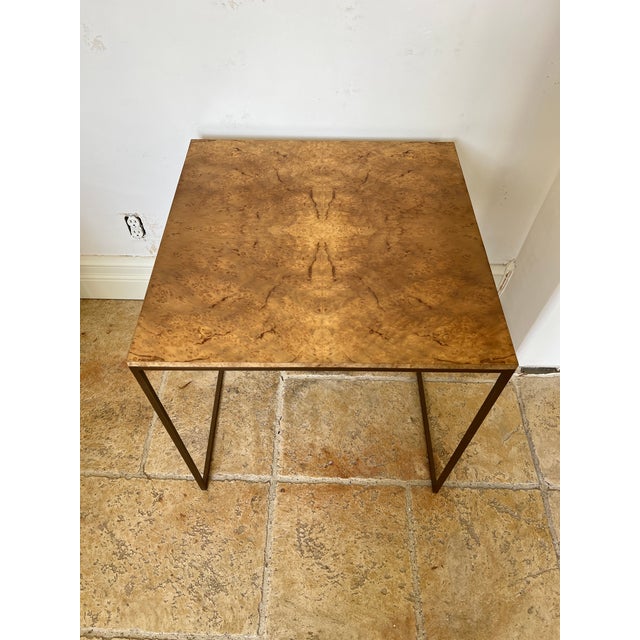 Brown Late 20th Century Burlwood/Brass Nesting Tables - Set of 3 For Sale - Image 8 of 13