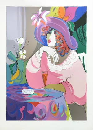 Late 20th Century "Champagne Girl" Serigraph on Paper
