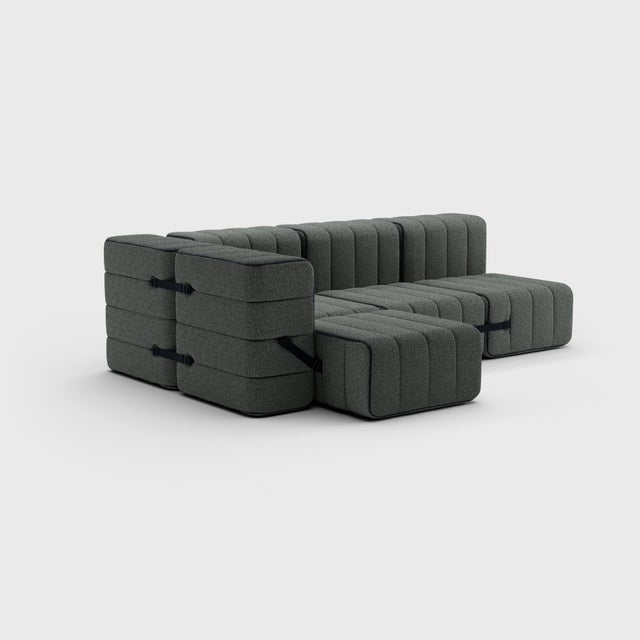 In nine configurations. Nine modules make up the family set of this modular sofa system. A corner sofa for four people or,...