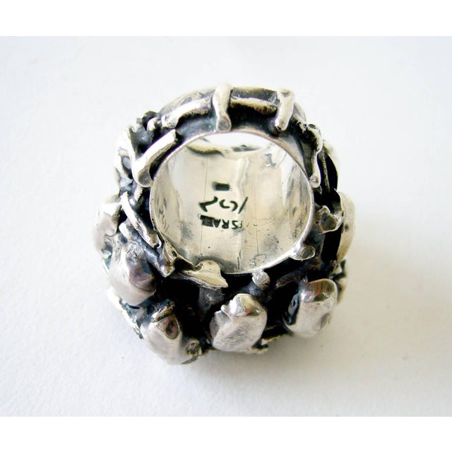 1970s Rachel Gera Garnet Sterling Silver Israeli Modernist Ring For Sale - Image 5 of 5