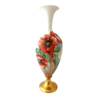 Antique Hand Painted Lenox Porcelain American Belleek Poppy Vase For Sale
