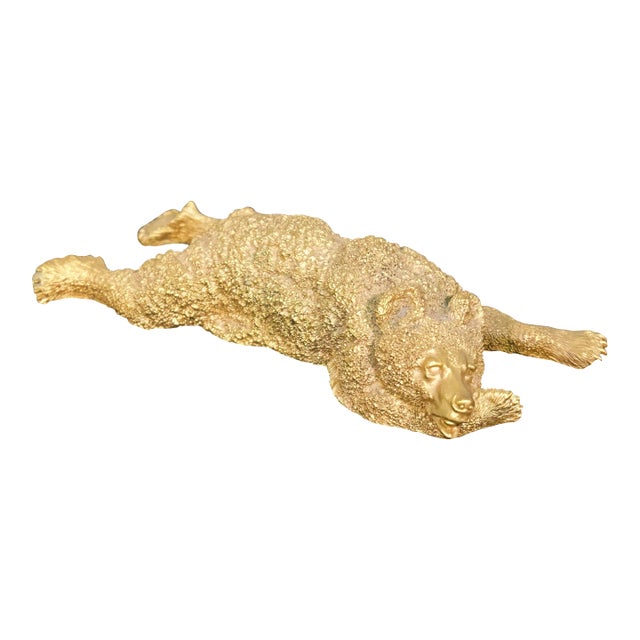 Vintage Fabrege-Style Gilt-Bronze Bear Figurine For Sale