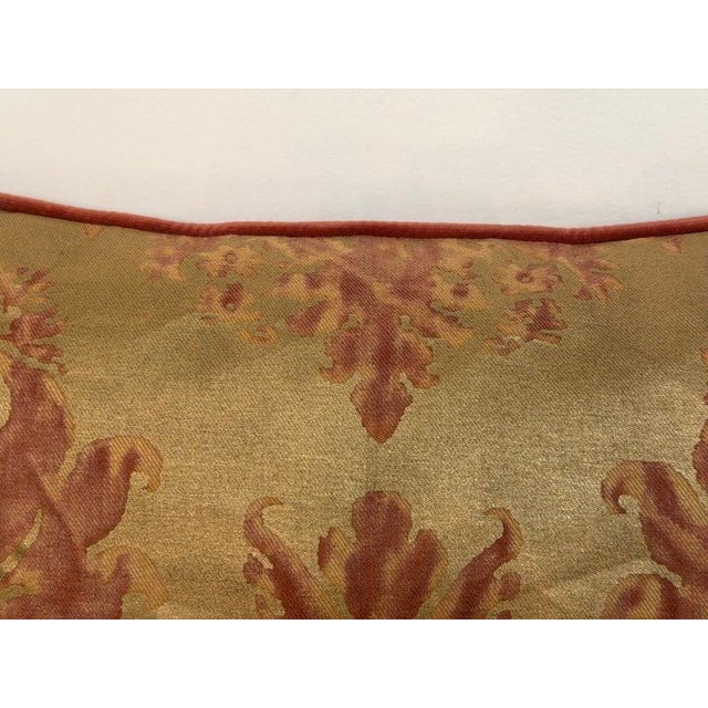 Custom Mariano Fortuny Pillows in Antique Gold & Coral Damask For Sale - Image 12 of 16