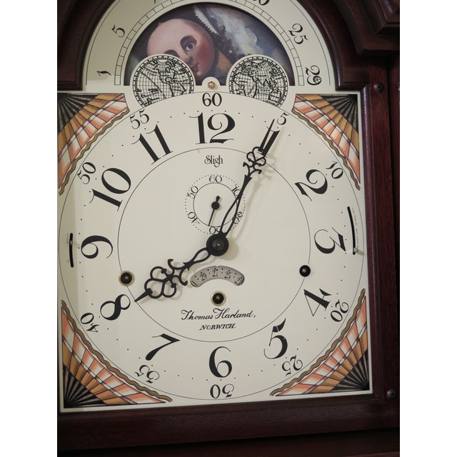 Sligh-Lowry Furniture Co. 1990s Vintage Sligh Henry Ford Museum Federal Inlaid Mahogany Grandfather Clock For Sale - Image 4 of 13